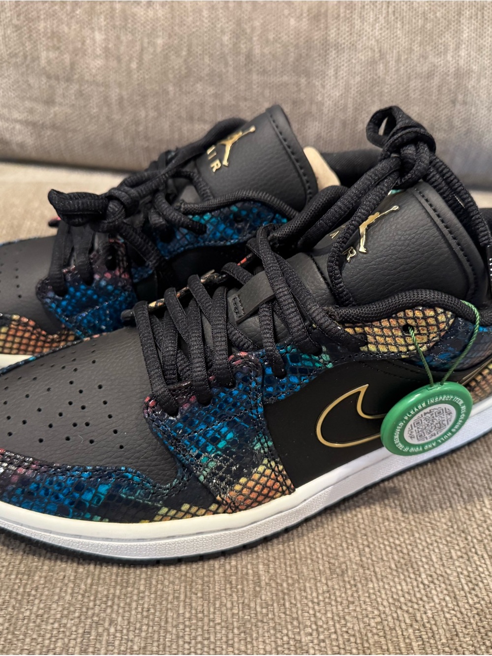Nike Kids Black Multicolor Snakeskin-Accent Low Top Sneakers